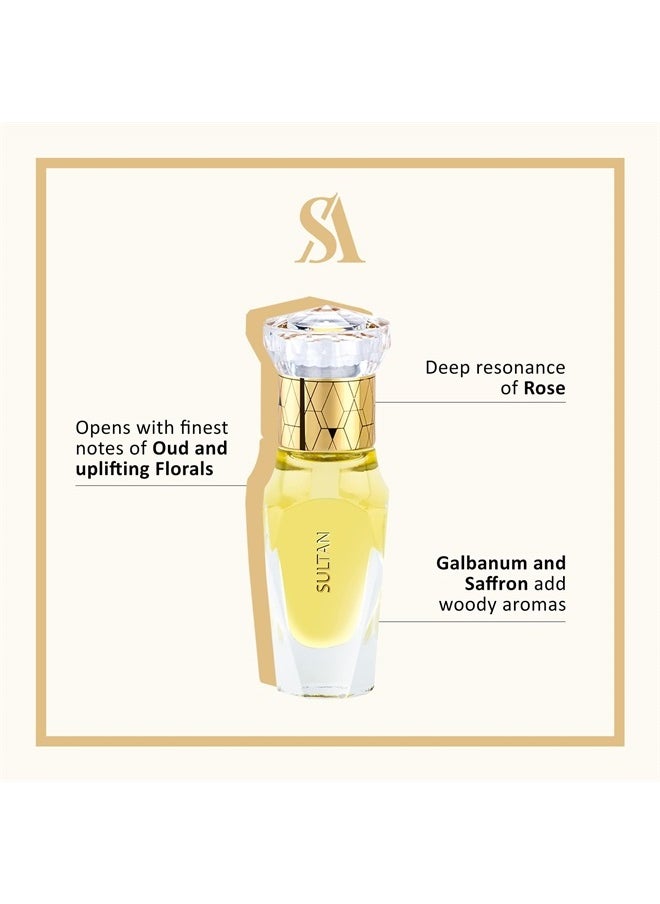 SWISS ARABIAN Sultan For Unisex - Luxury Products From Dubai - Long Lasting Personal Perfume Oil - A Seductive, Exceptionally Made, Signature Fragrance - The Luxurious Scent Of Arabia - 0.4 Oz 