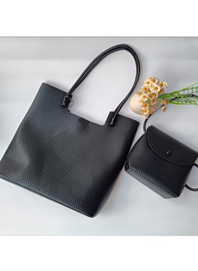 JCB CHIC Women PU Leather Tote Bag Hobo Bag and Clutch Versatile 2pcs Shoulder Bag and Handbag Set Shopping Satchel Bag,Versatile Soft Underarm Bag For Trave Work(296-Black)  - Image 2