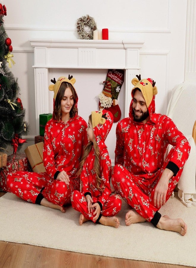 Adisputent Christmas Pajamas for Family Matching Cute Long Sleeve Couples Soft Holiday Sleepwear Funny Christmas Pjs sets One Piece Red Reindeer B 6-9 Months - Image 5