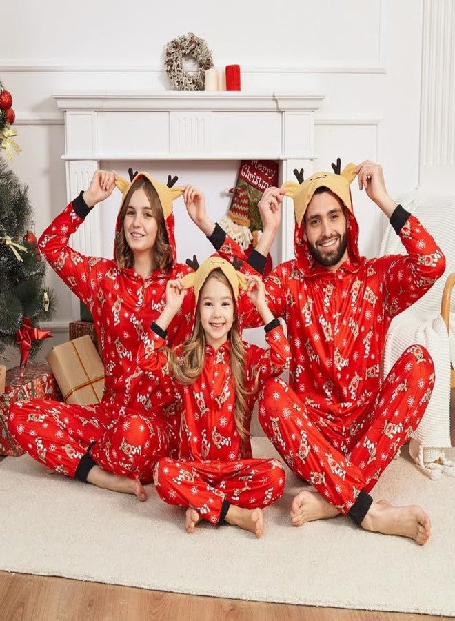 Adisputent Christmas Pajamas for Family Matching Cute Long Sleeve Couples Soft Holiday Sleepwear Funny Christmas Pjs sets One Piece Red Reindeer B 6-9 Months - Image 2