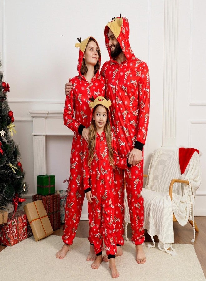 Adisputent Christmas Pajamas for Family Matching Cute Long Sleeve Couples Soft Holiday Sleepwear Funny Christmas Pjs sets One Piece Red Reindeer B 6-9 Months - Image 4