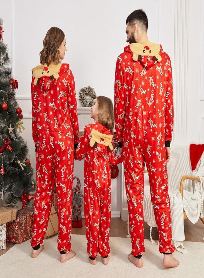Adisputent Christmas Pajamas for Family Matching Cute Long Sleeve Couples Soft Holiday Sleepwear Funny Christmas Pjs sets One Piece Red Reindeer B 6-9 Months - Image 3