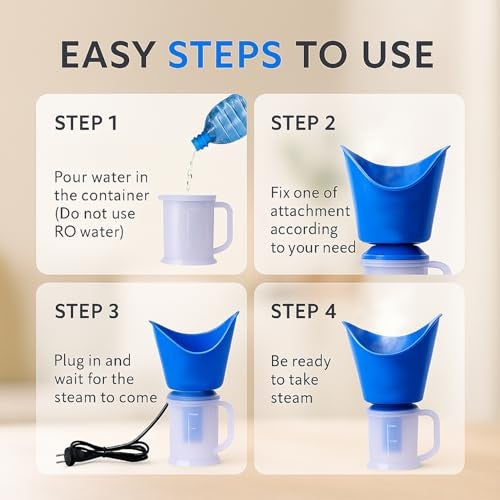 Wuze 3 in 1 vaporizer steamer for cough,cold and facial, inhaler & steamer for cold and cough - Blue - Image 4