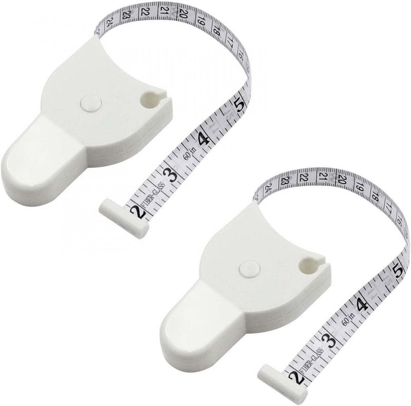 klarako Automatic Telescopic Tape MeasureSelfTightening Measure Tape,SelfTightening Body Measuring Ruler,Easy Stretch Durable Measuring Tape for Waist, Hip, Bust, Arms (2pcs White) - Image 1