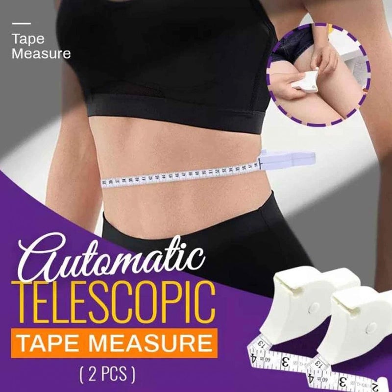 klarako Automatic Telescopic Tape MeasureSelfTightening Measure Tape,SelfTightening Body Measuring Ruler,Easy Stretch Durable Measuring Tape for Waist, Hip, Bust, Arms (2pcs White) - Image 2