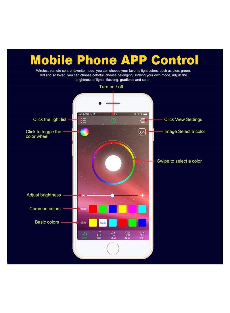 Car Led Strip Lights, 16 Million Colors Rgb Interior with Music Mode, App Control and Timer Setting Ambient Lighting Kit, Scenes Optiongs Color Diy Fits All Cars - Image 4