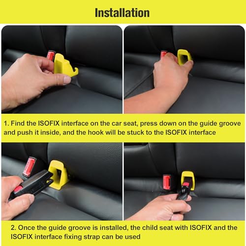 JHKLS ISOFIX Interface Belt Latch Guide, 2 Pcs Car Seat ISOFIX Interface Buckle Fixed Guide Groove Car Seat Bracket Connector, Yellow - Image 4