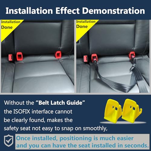 JHKLS ISOFIX Interface Belt Latch Guide, 2 Pcs Car Seat ISOFIX Interface Buckle Fixed Guide Groove Car Seat Bracket Connector, Yellow - Image 5