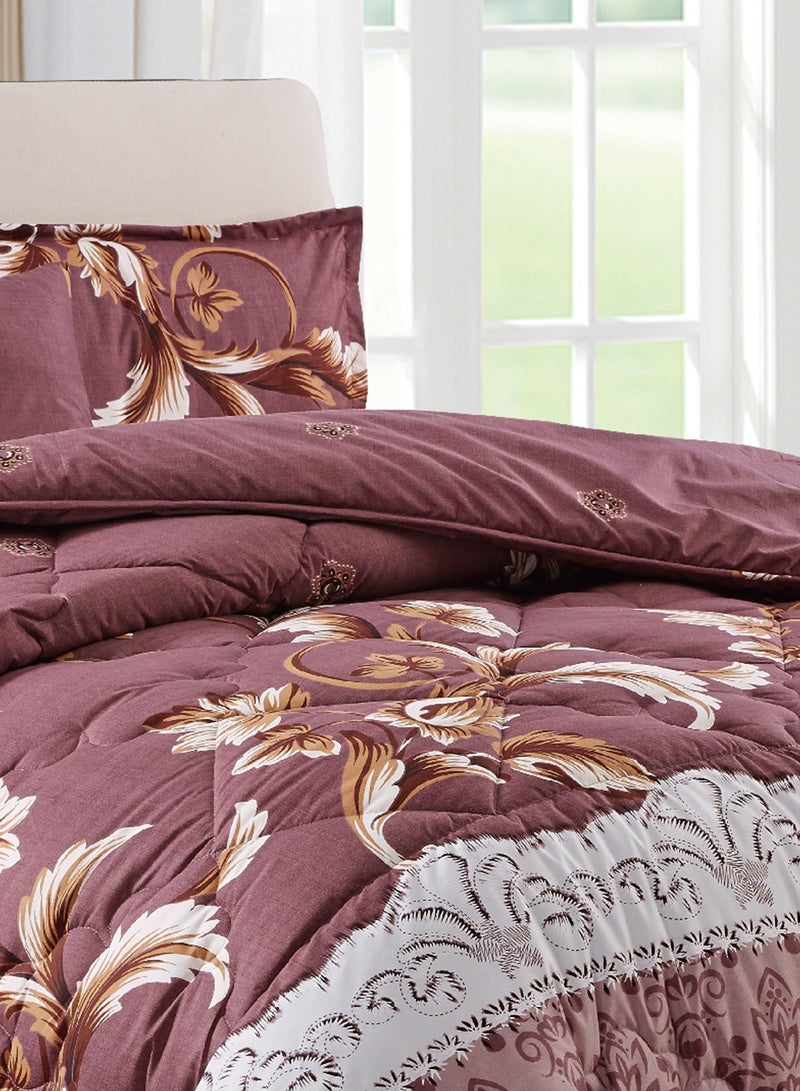 Moon Bed In A Bag Medium Filling King Size Comforter Set, 10 Pcs Floral Bedding Set Size 220 X 240 Cm with Comforter, Quilted Bed Skirt, Pillowcases, Cushion & Bedroom Slipper, Multicolor  - Image 4