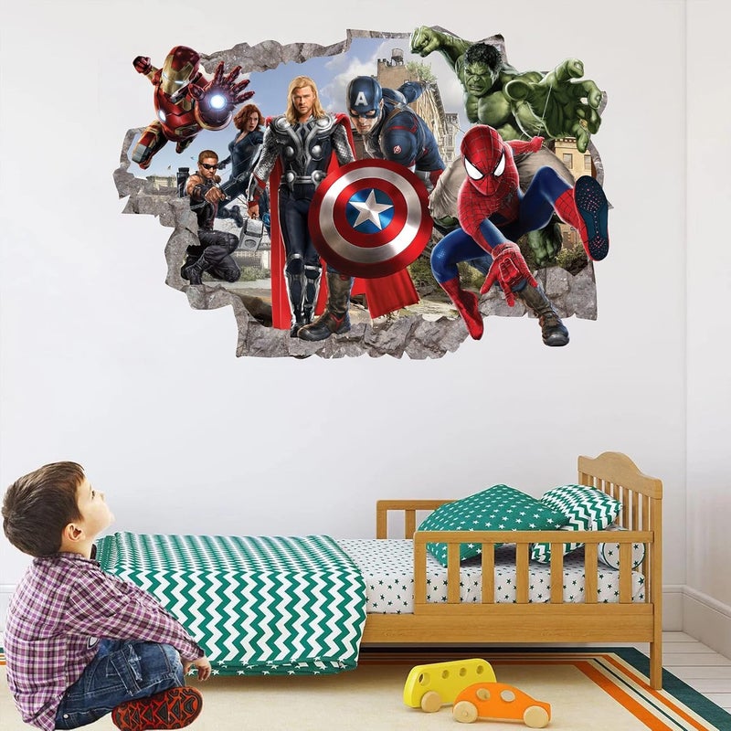 Wthh Superhero Wall Decal Kids Removable Wall Decals Vinyl Peel and Stick Wall Art Stickers Decals Playroom Bedroom Boys Girls Room Wall Decor - 36" x 23" Large - Image 3
