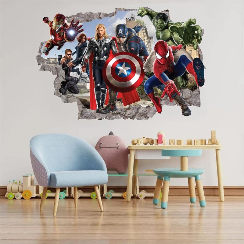 Wthh Superhero Wall Decal Kids Removable Wall Decals Vinyl Peel and Stick Wall Art Stickers Decals Playroom Bedroom Boys Girls Room Wall Decor - 36" x 23" Large - Image 5