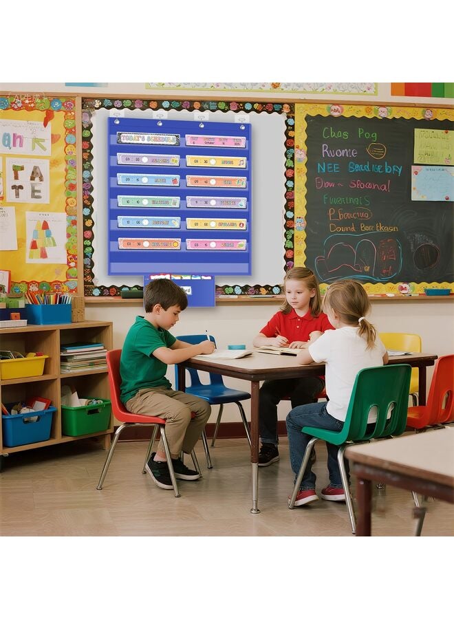 Standard Pocket Charts for Classroom, Interactive and Versatile Pocket Chart 28"x33" Sentence Strip Holder for Vocabulary, Practice Spelling, Display Number Patterns (Blue) - Image 4