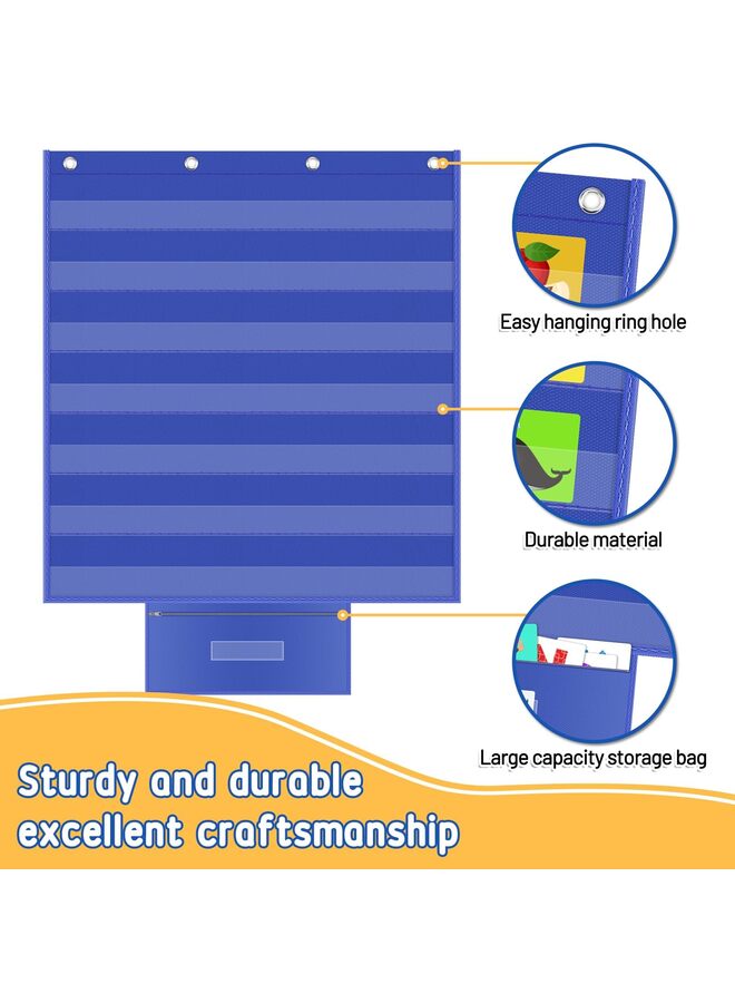 Standard Pocket Charts for Classroom, Interactive and Versatile Pocket Chart 28"x33" Sentence Strip Holder for Vocabulary, Practice Spelling, Display Number Patterns (Blue) - Image 3