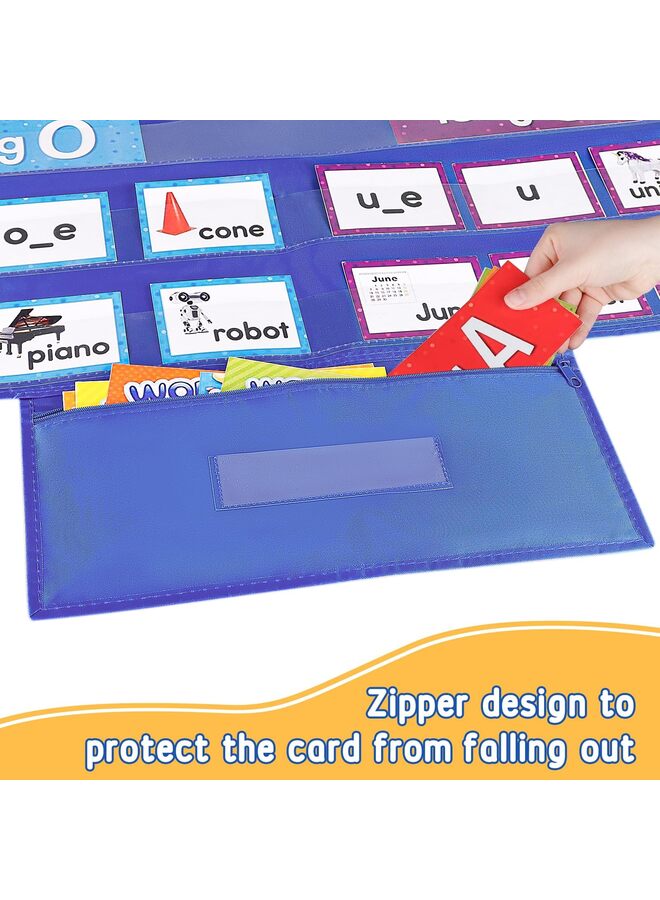 Standard Pocket Charts for Classroom, Interactive and Versatile Pocket Chart 28"x33" Sentence Strip Holder for Vocabulary, Practice Spelling, Display Number Patterns (Blue) - Image 5