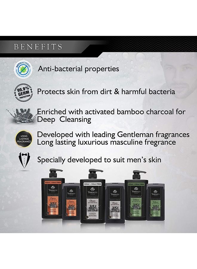 Yardley London Gentleman Legacy Charcoal Body Wash for Men 650 ml - Image 4