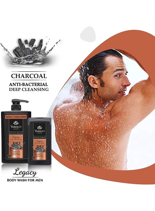 Yardley London Gentleman Legacy Charcoal Body Wash for Men 650 ml - Image 3