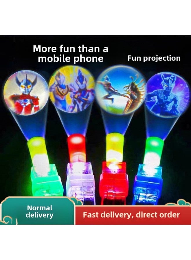 Loquat Children's Projection Finger Lamp Luminous Ring Cartoon Mini Projection Lamp Toy Kindergarten Small Gift Stall Supply-Color:Projection Finger Light (egg Car Series Pattern) - Image 2