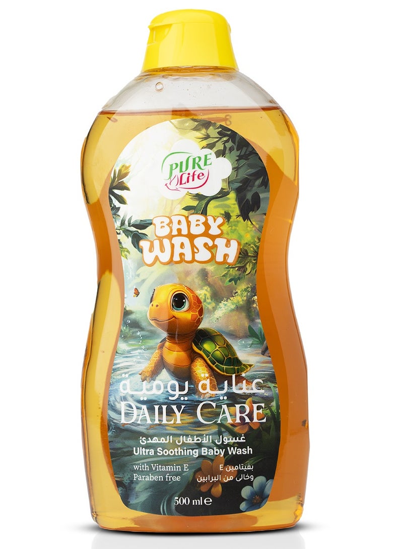 بيور لايف غسول أطفال مهدئ للغاية للعناية اليومية 500 مل، مع فيتامين E، خالٍ من البارابين
