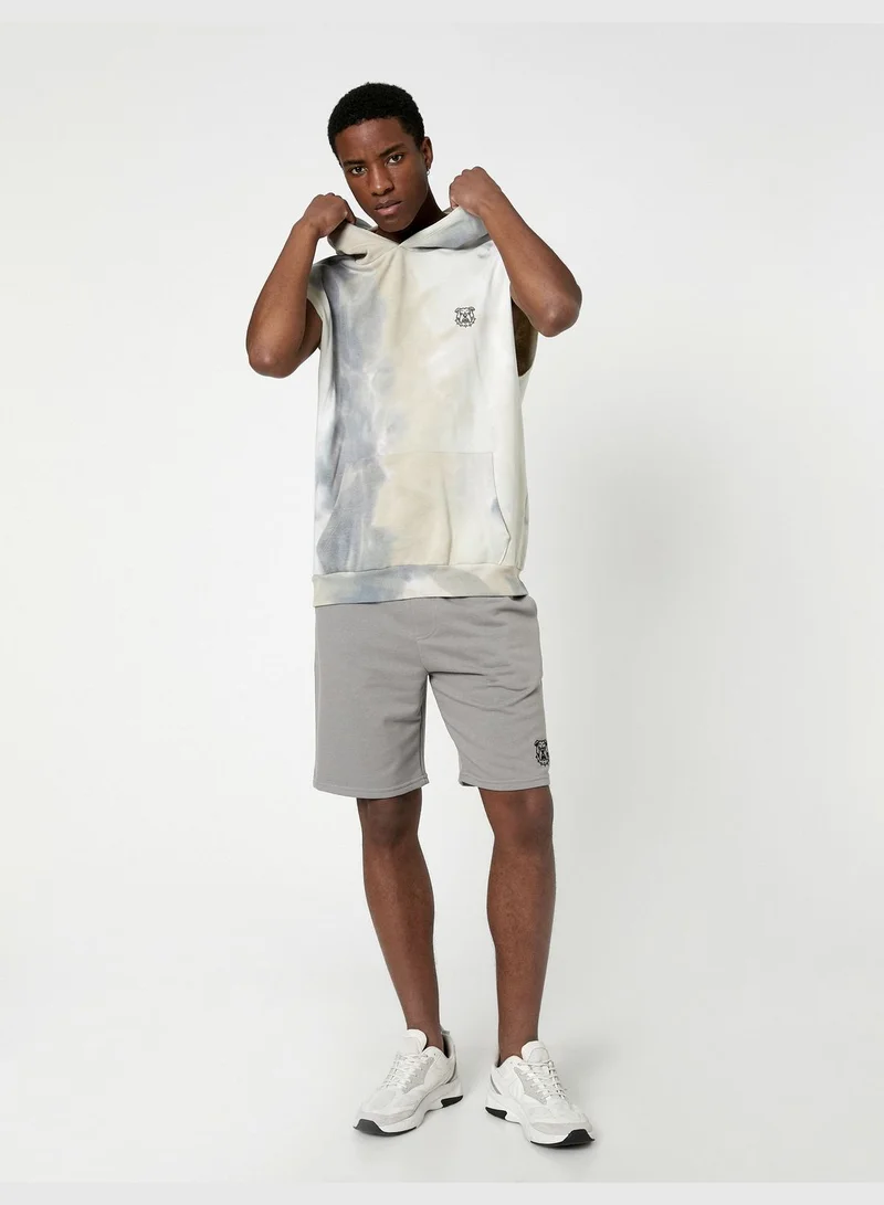 KOTON Drawstring Bermuda Shorts Pocket Detailed Dog Embroidered Slim Fit
