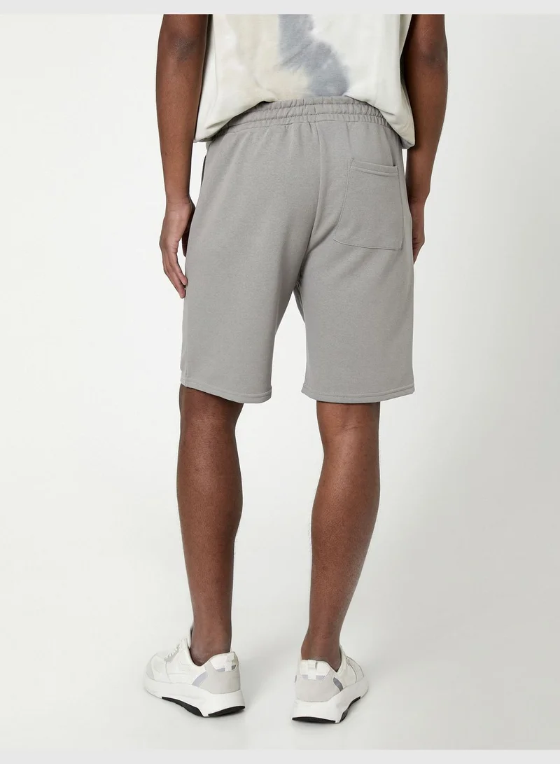 KOTON Drawstring Bermuda Shorts Pocket Detailed Dog Embroidered Slim Fit