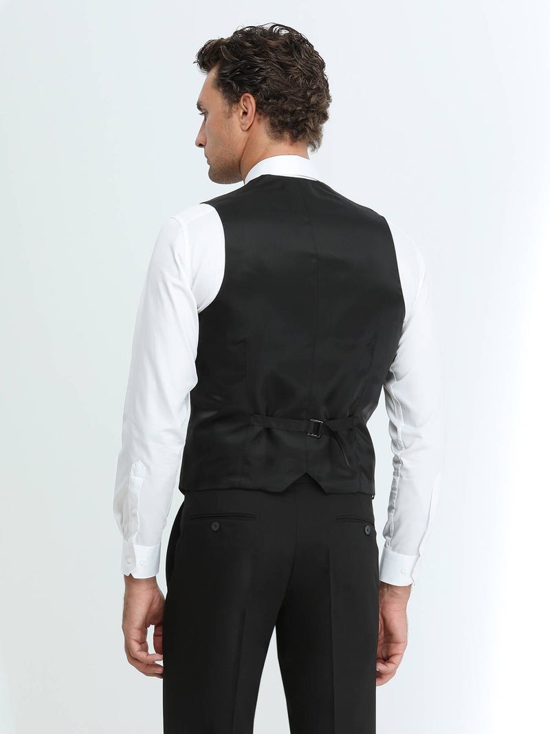 Kip Black Slim Fit Classical Weaving Waistcoat - Image 4