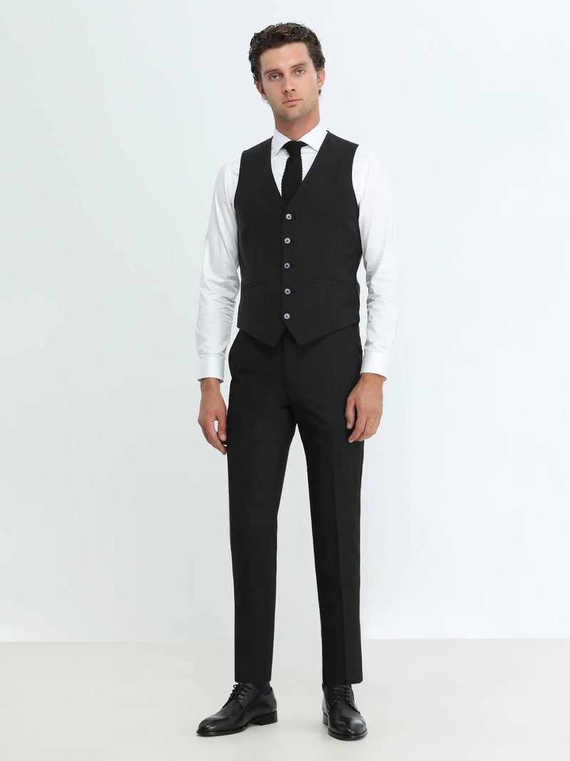 Kip Black Slim Fit Classical Weaving Waistcoat - Image 2