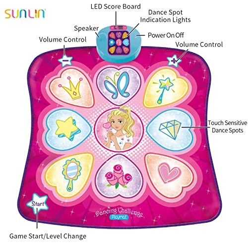 SUNLIN Dance Mat Rhythm Step Play Mat Dance Game Toy Pad with LED Lights Gift for Kids Girls 312 Adjustable Volume Builtin Music 3 Challenge Levels - Image 5