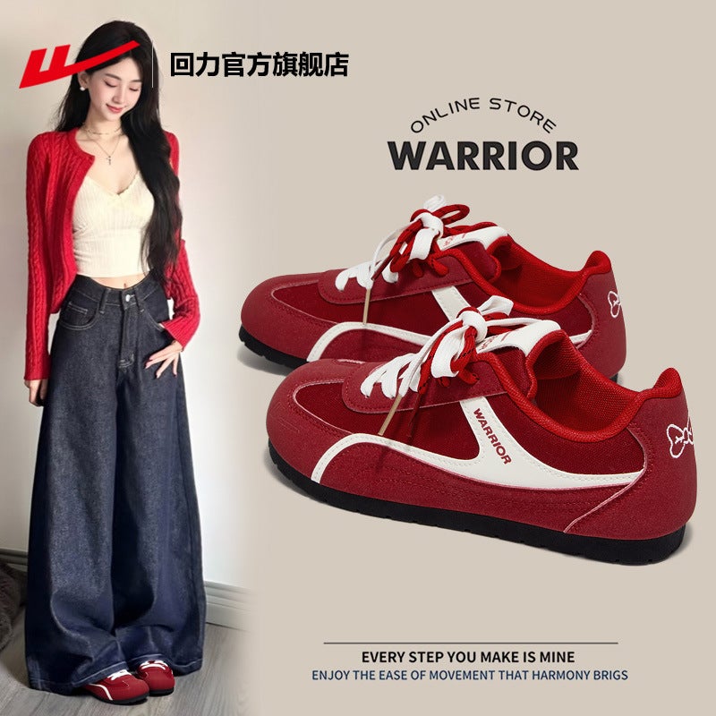 Warrior Women's Red Low Top Sneakers 2026 Spring Soft Sole - Image 2