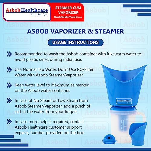 Asbob 3 in 1 steamer for cold and cough, vaporizer steamer for cough,cold and facial, steam inhaler & vapourisers for adult - Blue - Image 3