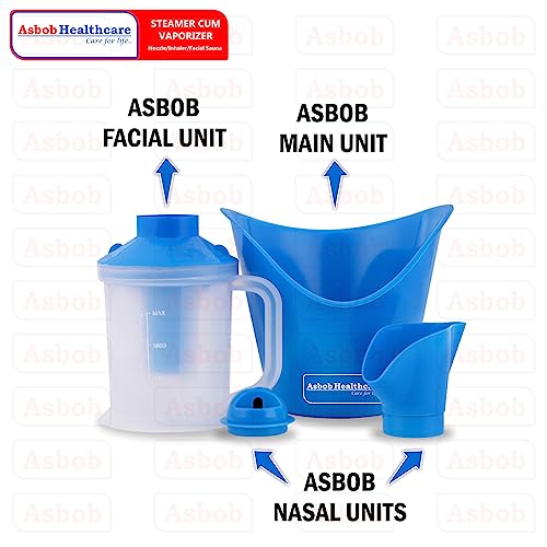 Asbob 3 in 1 steamer for cold and cough, vaporizer steamer for cough,cold and facial, steam inhaler & vapourisers for adult - Blue - Image 2