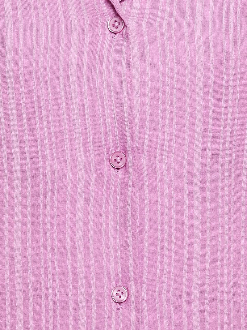 Clovia Women's Sassy Stripes Button Me Up Shirt & Pyjama Set (LS0385A15_Purple_L) - Image 5