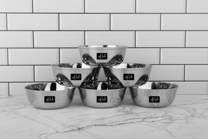 inKitch Stainless Steel Heavy Gauge Solid BowlWatiKatoriBowl Shape with Mirror FinishVersatile Serving SolutionDining EssentialDurable Kitchware300ml 6Pc - Image 2