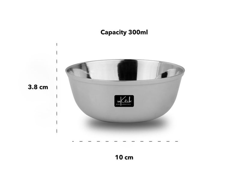 inKitch Stainless Steel Heavy Gauge Solid BowlWatiKatoriBowl Shape with Mirror FinishVersatile Serving SolutionDining EssentialDurable Kitchware300ml 6Pc - Image 3