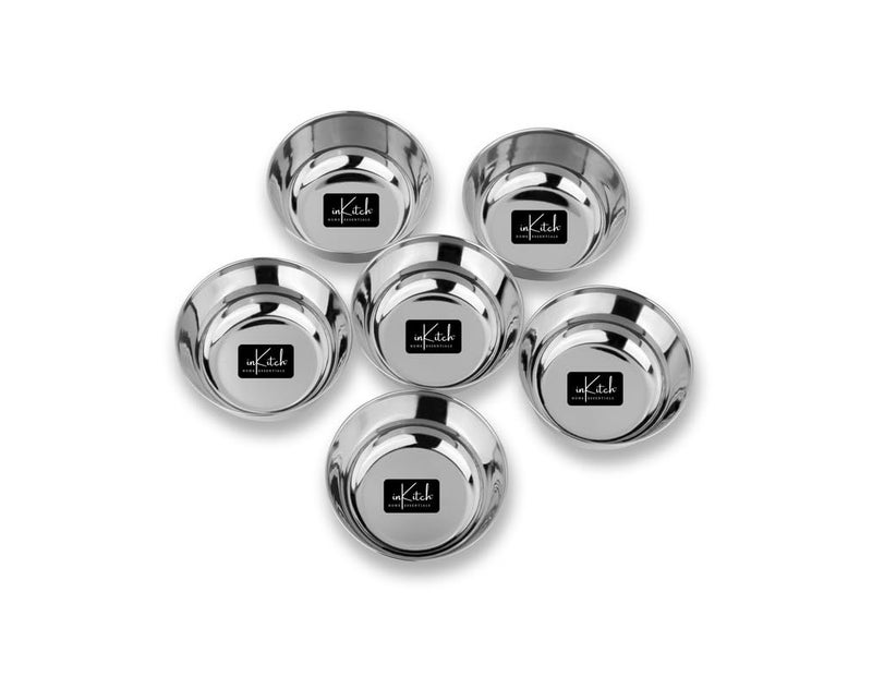 inKitch Stainless Steel Heavy Gauge Solid BowlWatiKatoriBowl Shape with Mirror FinishVersatile Serving SolutionDining EssentialDurable Kitchware300ml 6Pc - Image 1