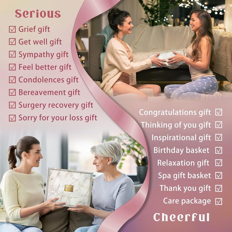 AHAGIFTREE Surgery Recovery Gifts Women,Get Well Soon Gift Baskets for Women After Surgery,Birthday Gifts,Condolences Gift Basket for Loss,Sympathy Baskets for friend (Pink) - Image 2