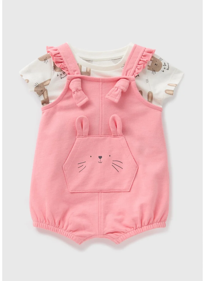Matalan Baby Pink Bunny Top & Dungaree Set