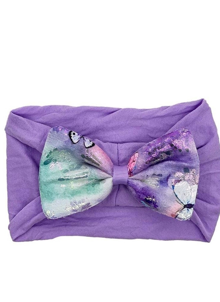The Girl Cap The Girl Cap Baby Butterfly Headband – One Size Beautiful & Elegant Design Stretchable Headwear - Perfect Hair Accessories for Baby (Purple)  - Image 1
