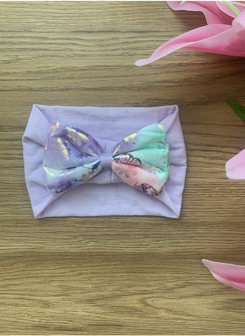 The Girl Cap The Girl Cap Baby Butterfly Headband – One Size Beautiful & Elegant Design Stretchable Headwear - Perfect Hair Accessories for Baby (Purple)  - Image 2