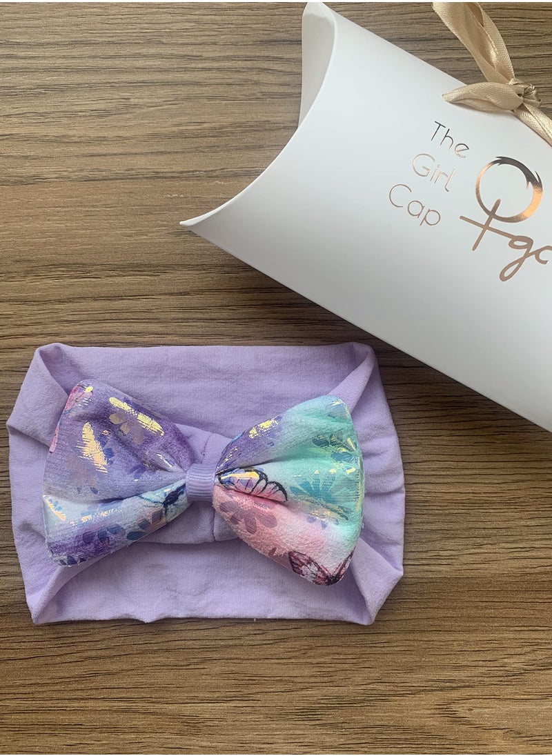 The Girl Cap The Girl Cap Baby Butterfly Headband – One Size Beautiful & Elegant Design Stretchable Headwear - Perfect Hair Accessories for Baby (Purple)  - Image 3