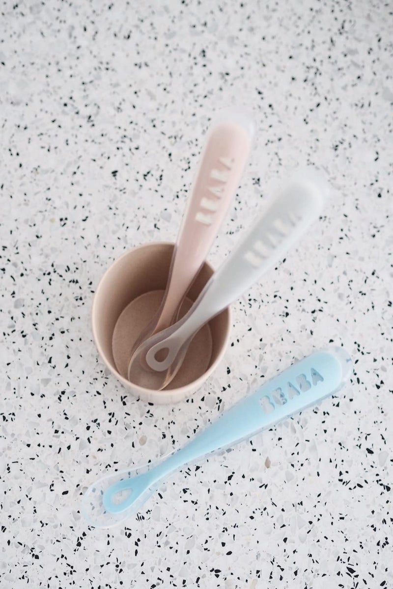 BEABA First Stage Baby Feeding Spoon Set, THE ORIGINAL Soft Tip Silicone Spoons for Babies, Gum Friendly BPA Lead Phthalate and Plastic Free, Great Gift Set (4 Pack), Cloud - Image 5