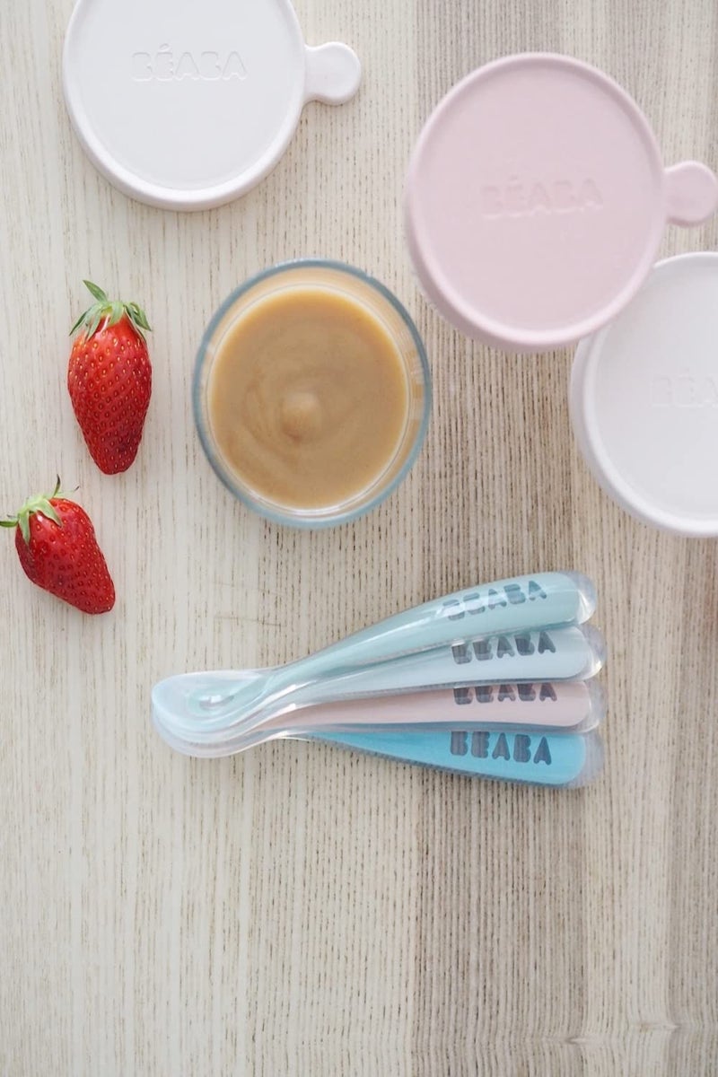 BEABA First Stage Baby Feeding Spoon Set, THE ORIGINAL Soft Tip Silicone Spoons for Babies, Gum Friendly BPA Lead Phthalate and Plastic Free, Great Gift Set (4 Pack), Cloud - Image 2