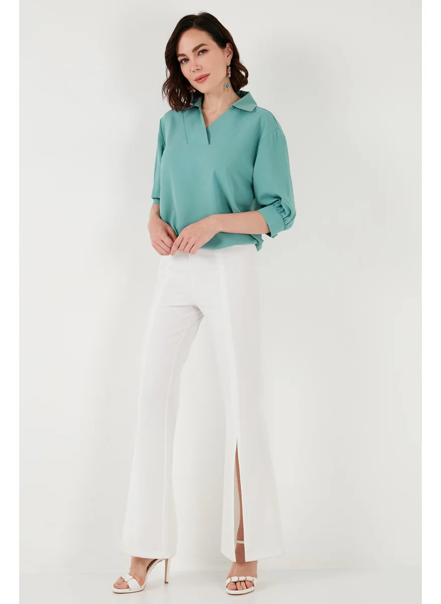 ليلا Oversize Three Quarter Sleeve V-Neck Blouse Women's Blouse 66904932S4