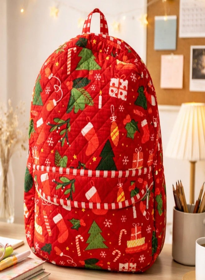 ACCESSHER Women & Girls Jaipuri Quilted Puffer Cotton Backpack Handcrafted Spacious/Large Trendy Backpack College, School, Office & Travel Bags with Adjustable Strap - Image 3