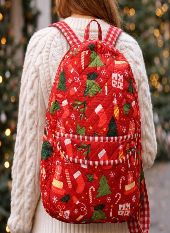 ACCESSHER Women & Girls Jaipuri Quilted Puffer Cotton Backpack Handcrafted Spacious/Large Trendy Backpack College, School, Office & Travel Bags with Adjustable Strap - Image 2
