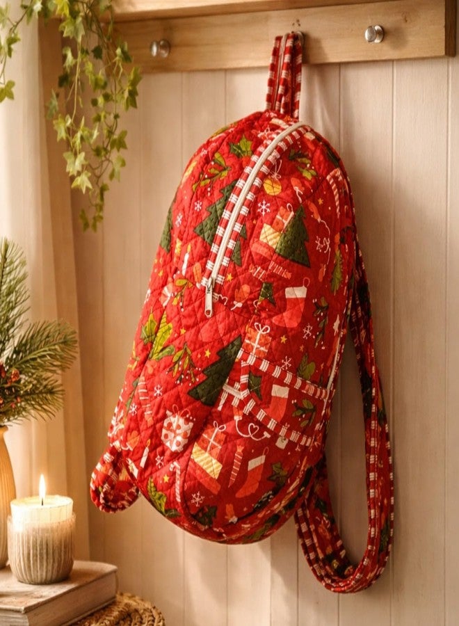 ACCESSHER Women & Girls Jaipuri Quilted Puffer Cotton Backpack Handcrafted Spacious/Large Trendy Backpack College, School, Office & Travel Bags with Adjustable Strap - Image 4