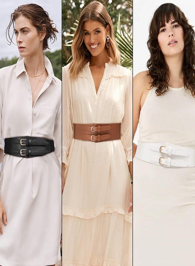 كاجير حزام خصر عريض مطاطي من كاجير للنساء - أحزمة ربط عتيقة للنساء، حزام مطاطي عريض للفساتين (مقاس متوسط، أسود) - Image 5