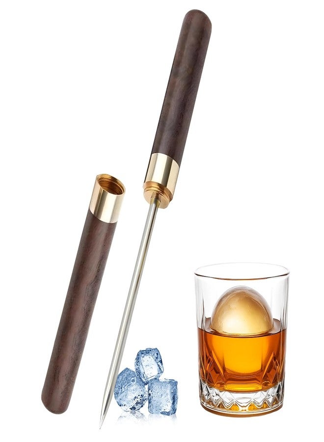 Creztail Ice Pick - 9 Inch Ice Cutter, Stainless Steel Ice Pick with Cover & Non-Slip Wooden Handle, Break Ice Tool for Bars, Kitchen, Bartender Breaking Ice - Image 1