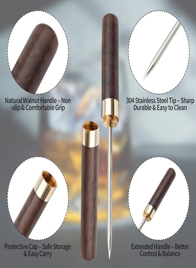 Creztail Ice Pick - 9 Inch Ice Cutter, Stainless Steel Ice Pick with Cover & Non-Slip Wooden Handle, Break Ice Tool for Bars, Kitchen, Bartender Breaking Ice - Image 3