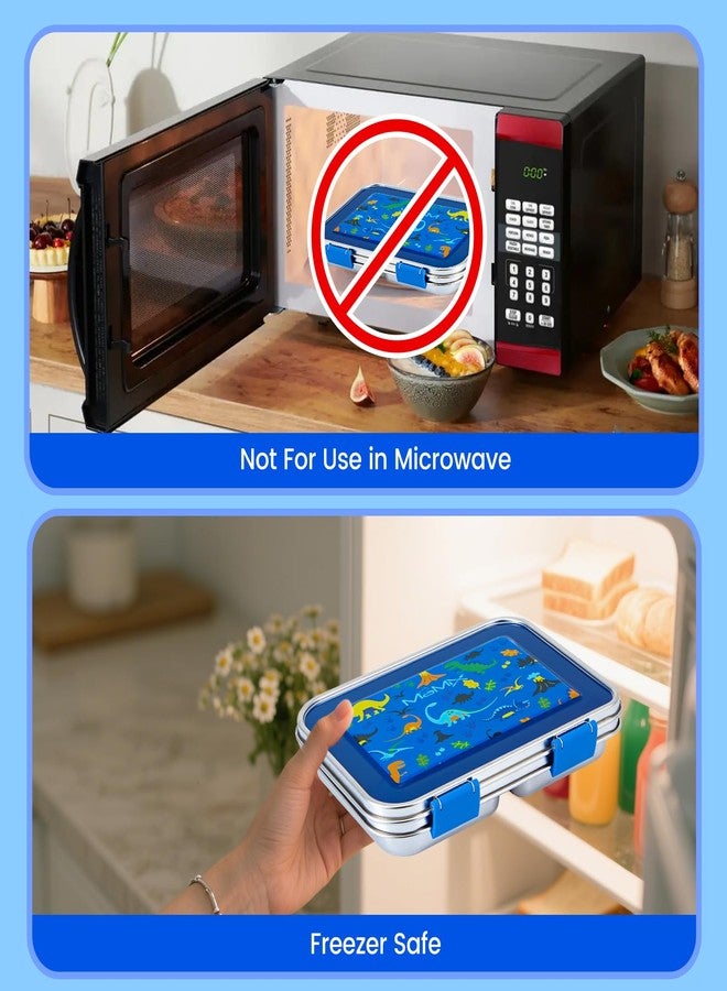 MaMix Stainless Steel Kids Lunch Box, 3 Compartments Leak-Proof Bento Box for Kids for Sandwich, Lunch Containers Freezer Safe (Blue) - Image 5