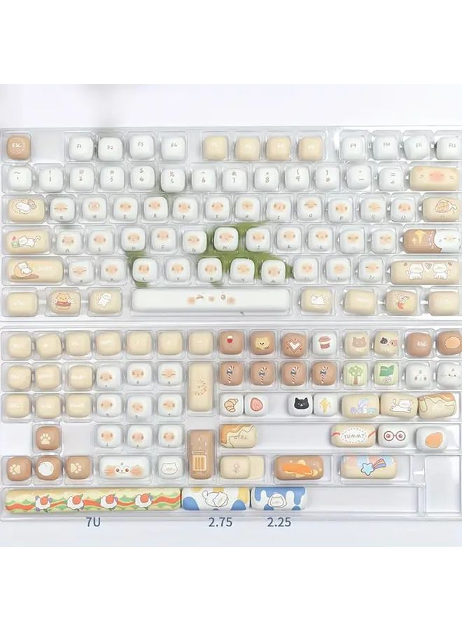 Mog Bread Cat Cartoon Style Moa Height Pet Keycaps 5 Sided Dye Sublimation Cute Round Keycaps For Mechanical Keyboards Gaming Keyboard Accessories - Image 2